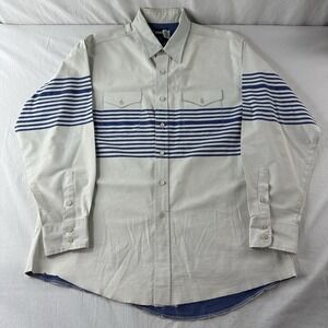 Vtg Wrangler Brushpopper Western Shirt- Reg Fit XL-Long Tails 17 1/2-35 Striped
